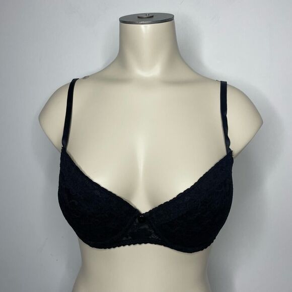 Rampage Intimates Bra 34D Black Lace Floral Lined Underwire Padded Feminine - Picture 1 of 6